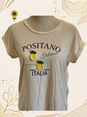 Kiwi Fresh Large Positano Italia White Graphic Lemon Tee